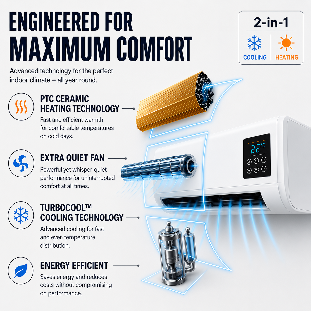 CoolFlow® Aire Acondicionado Portátil Split